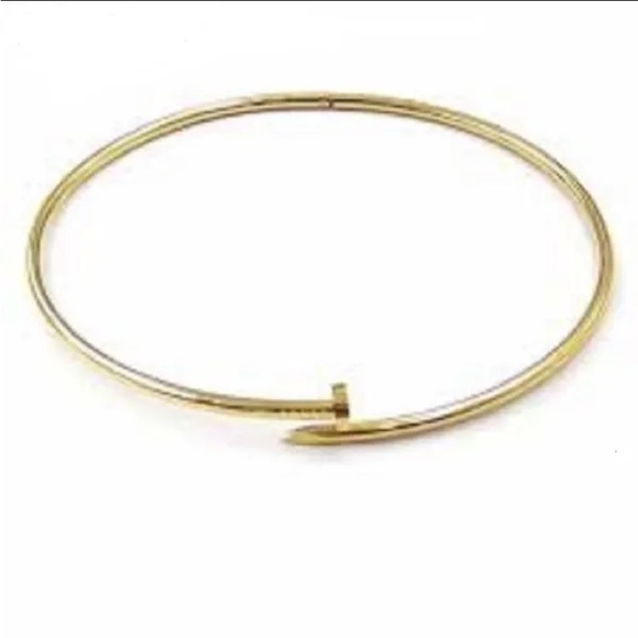 Gold Nail Choker Necklace No Stones - Picture 9 of 9